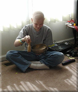 Hunter and his Tibetan healing bowl