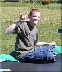 Hunter on the trampoline, 6-15-03